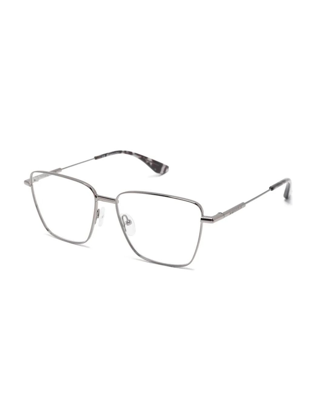 McQueen Metallic Square-Frame Glasses