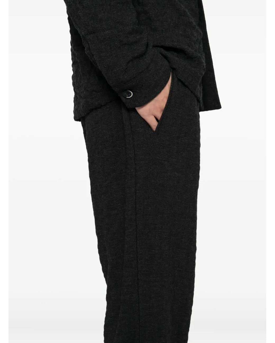 Barena Black Textured Trousers for men