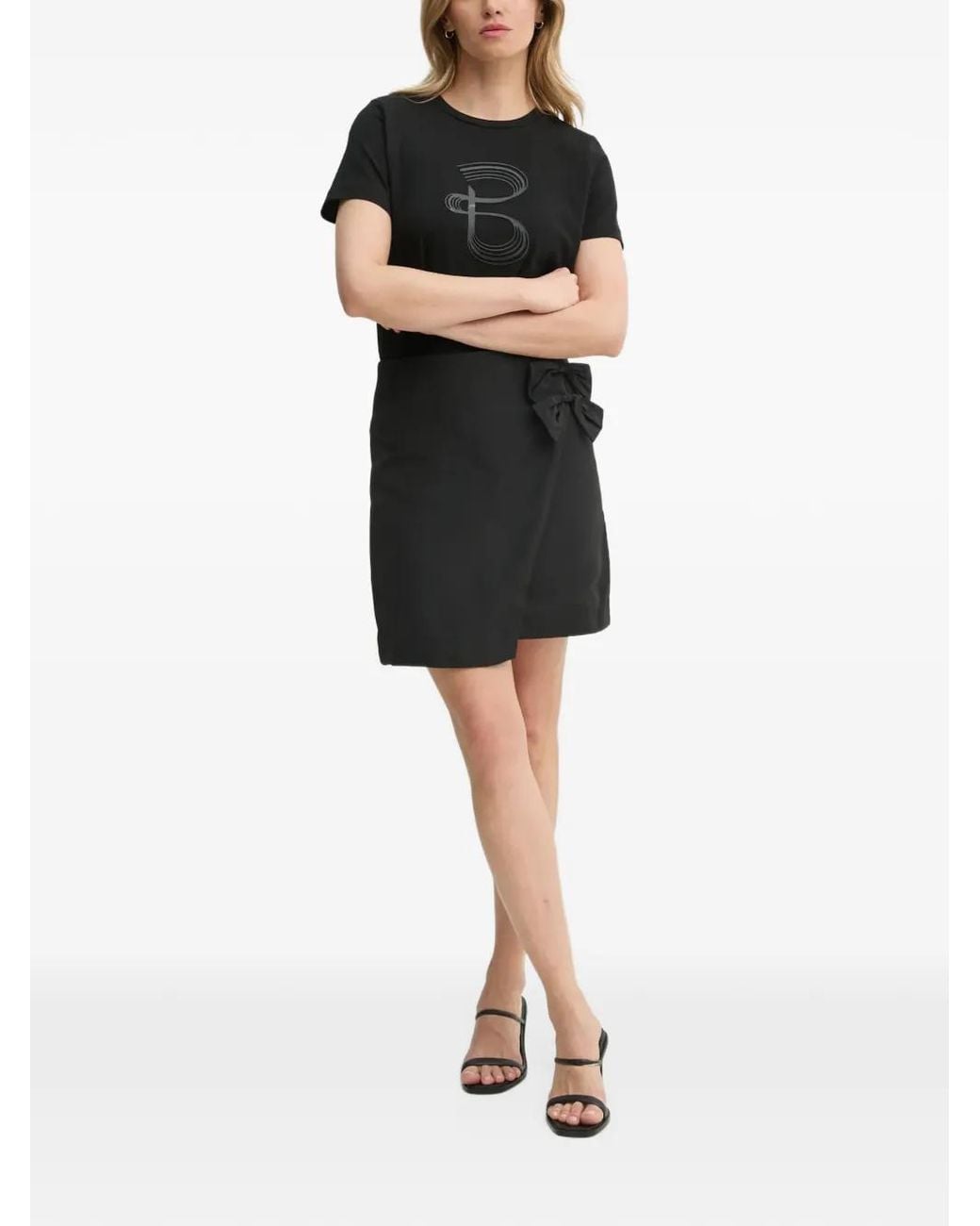 Bruuns Bazaar Black Bow-Detail Mini Skirt
