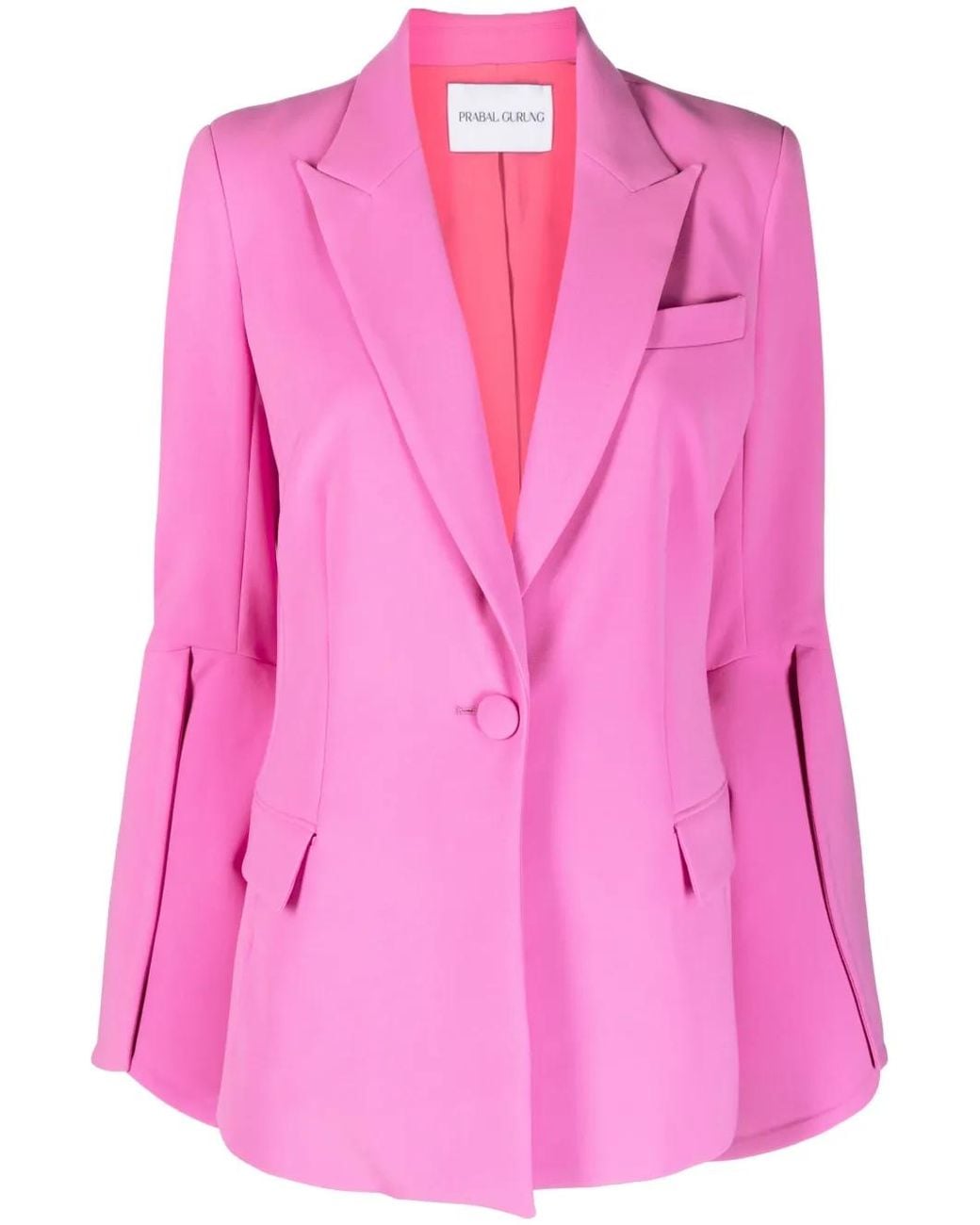 Prabal Gurung Pink Slit-Sleeve Single-Breasted Blazer