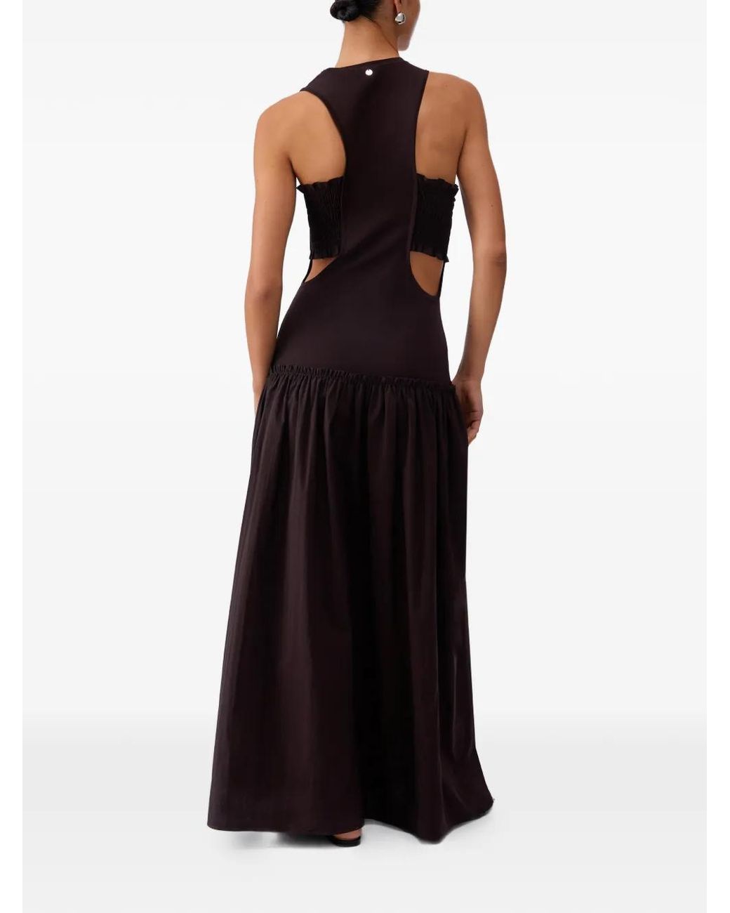 Liu Jo Brown Long Dress With Cut-Out