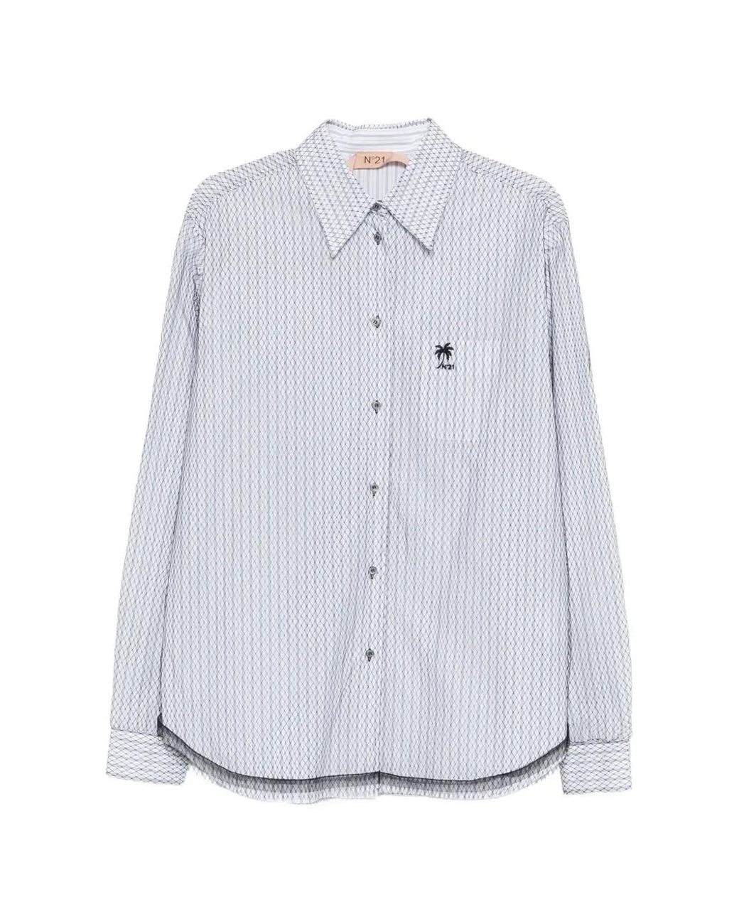 N°21 White Striped Embroidered Shirt
