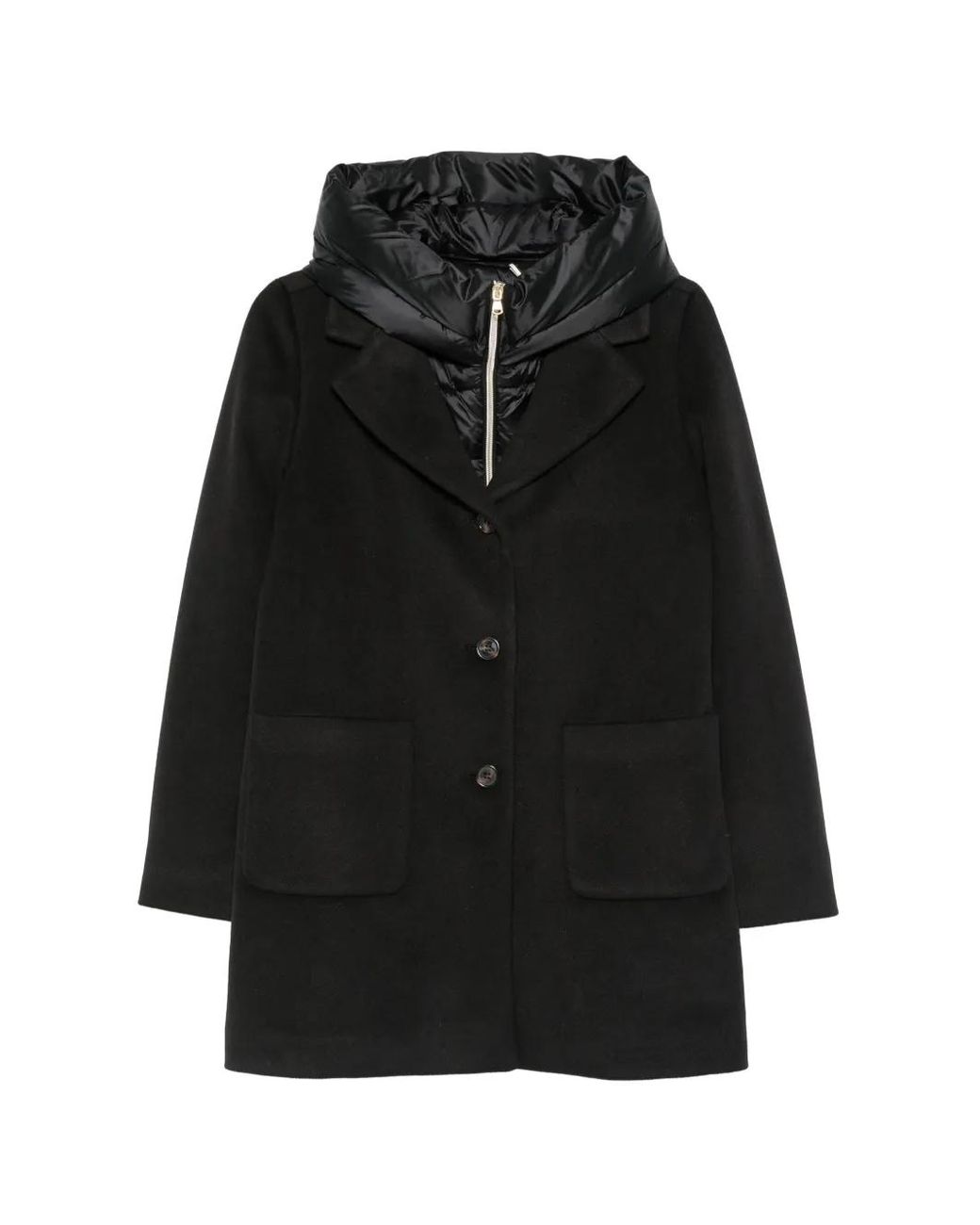 Emme Black Emmcuore Hooded Single-Breasted Coat