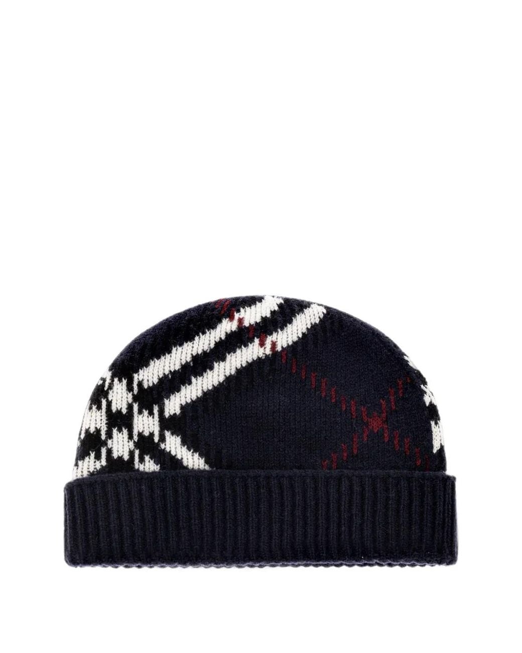 Burberry Blue Check Cashmere Blend Beanie
