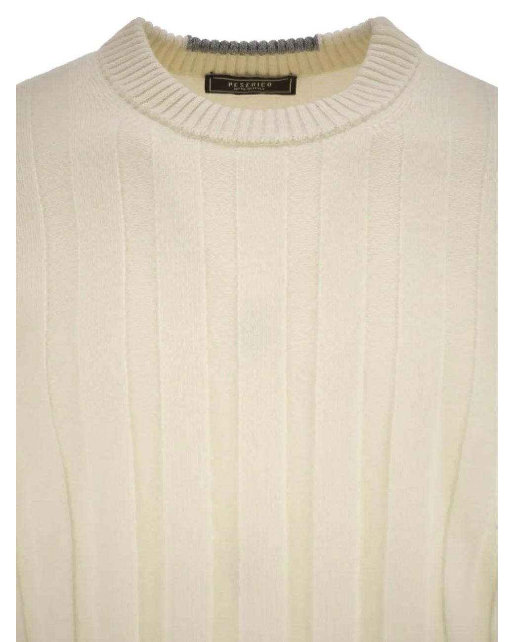 Peserico White Ribbed-Knit Crew-Neck Jumper for men
