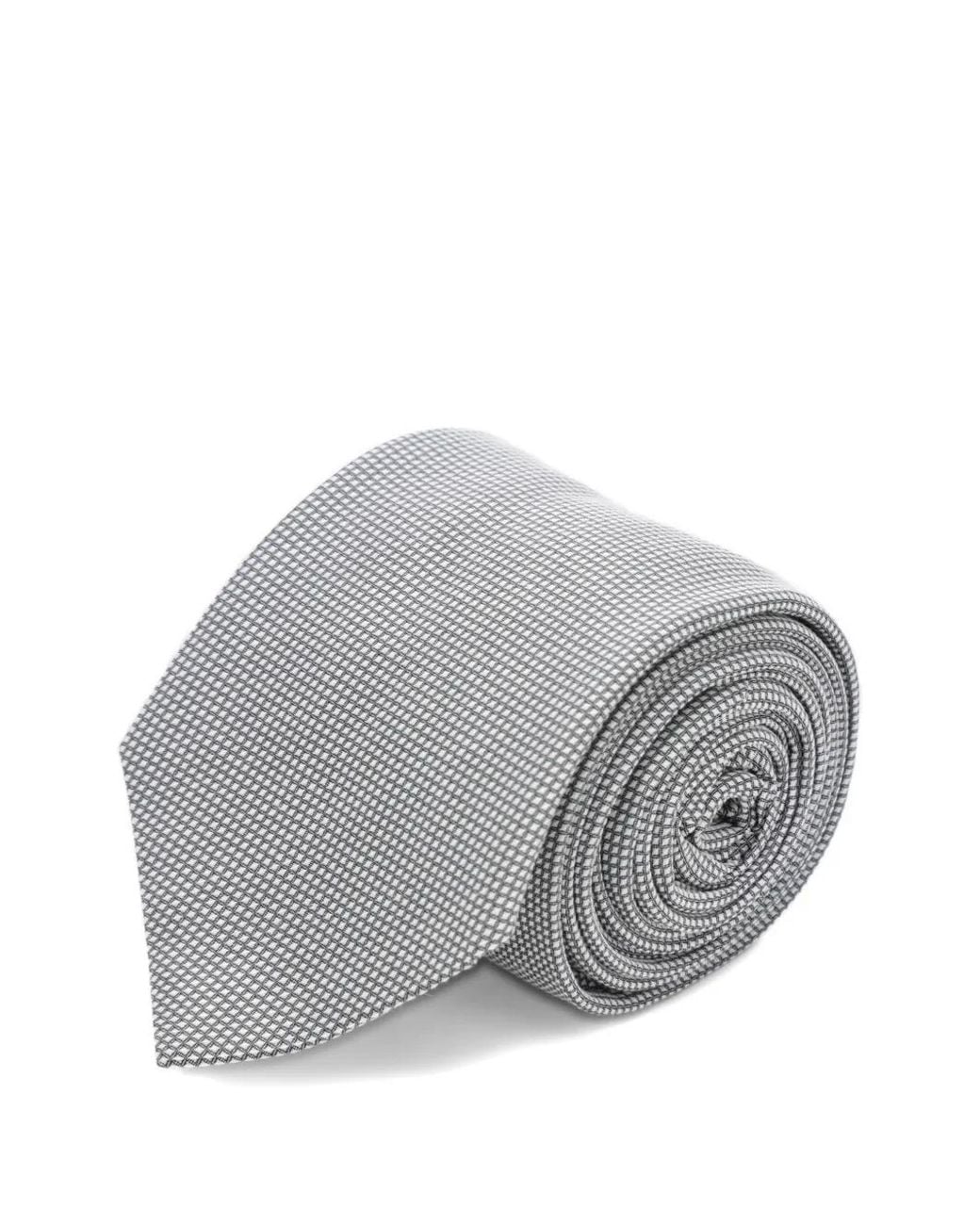 Ferragamo Gray Cravate En Coton Et Soie for men