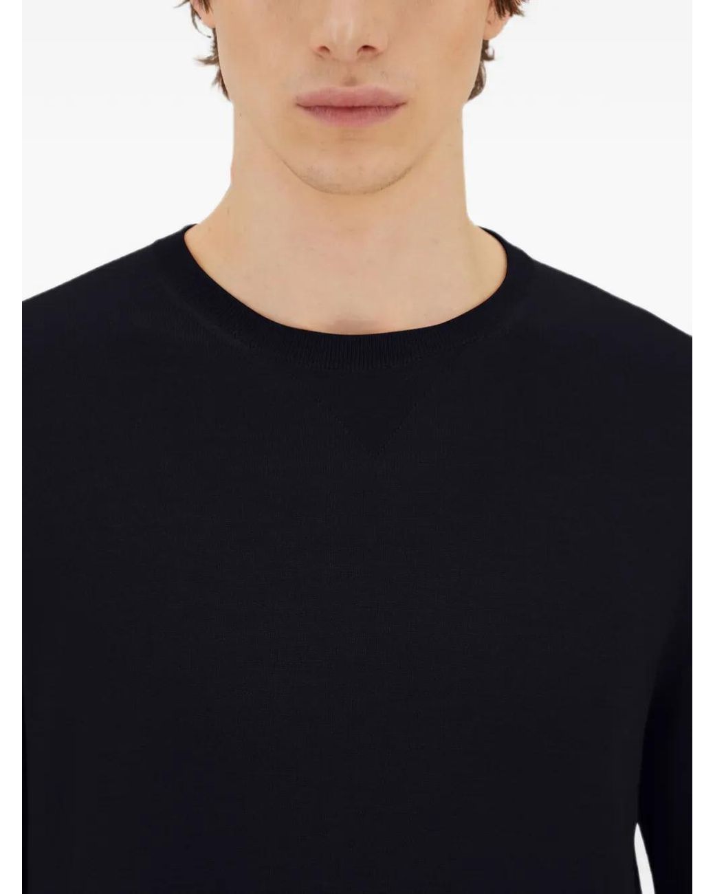 Herno Blue Dark Wool Silk Sweater for men