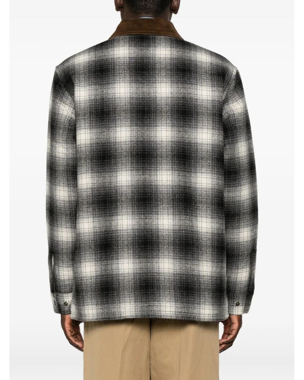 Filson Gray Check-Pattern Corduroy-Collar Jacket for men