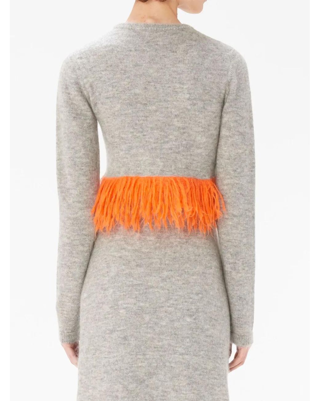 J.W. Anderson Gray Fringed-Hem Knitted Jumper