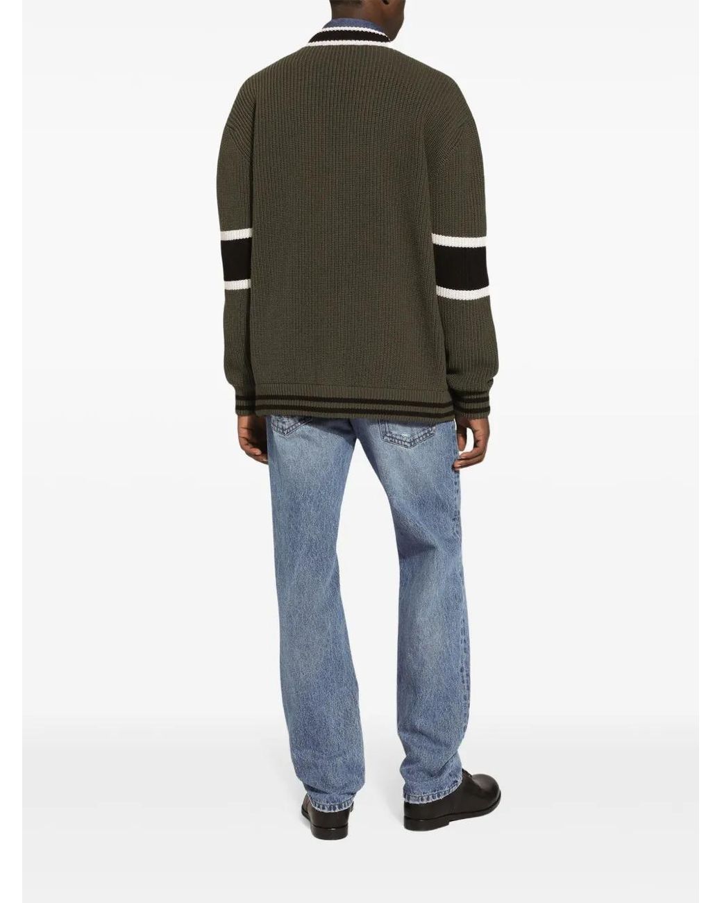 Dolce & Gabbana Black Intarsia-Knit Cardigan for men