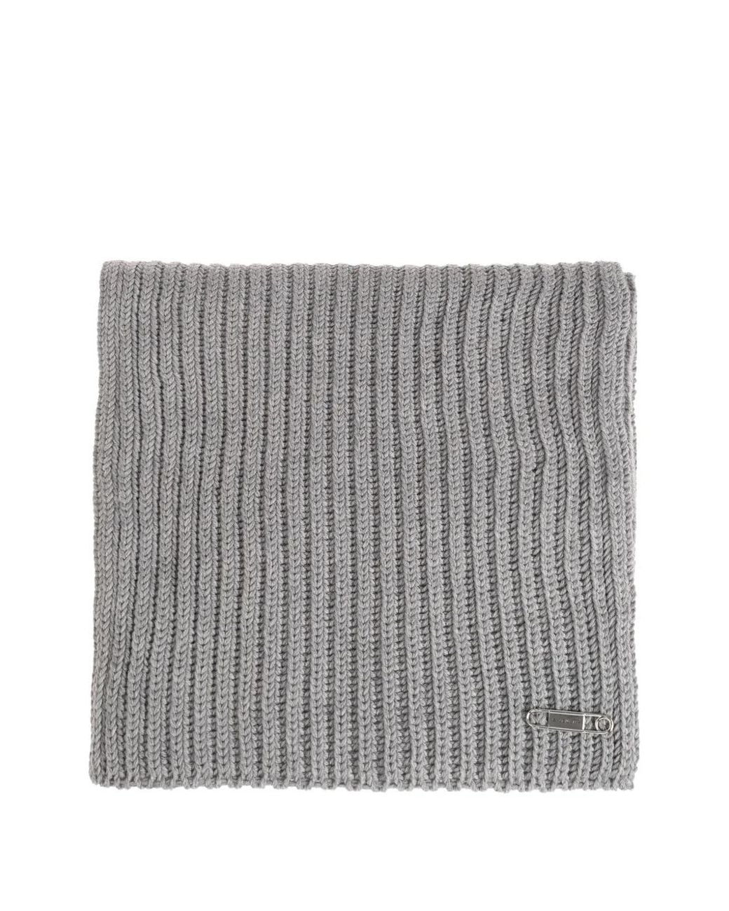 Givenchy Gray Logo-Plaque Ribbed-Knit Scarf for men