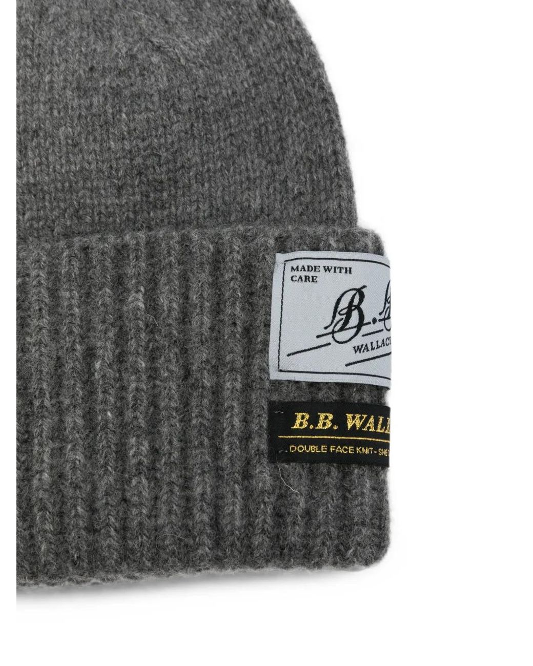 B.B. Wallace Gray Peyton Ribbed-Knit Beanie Hat