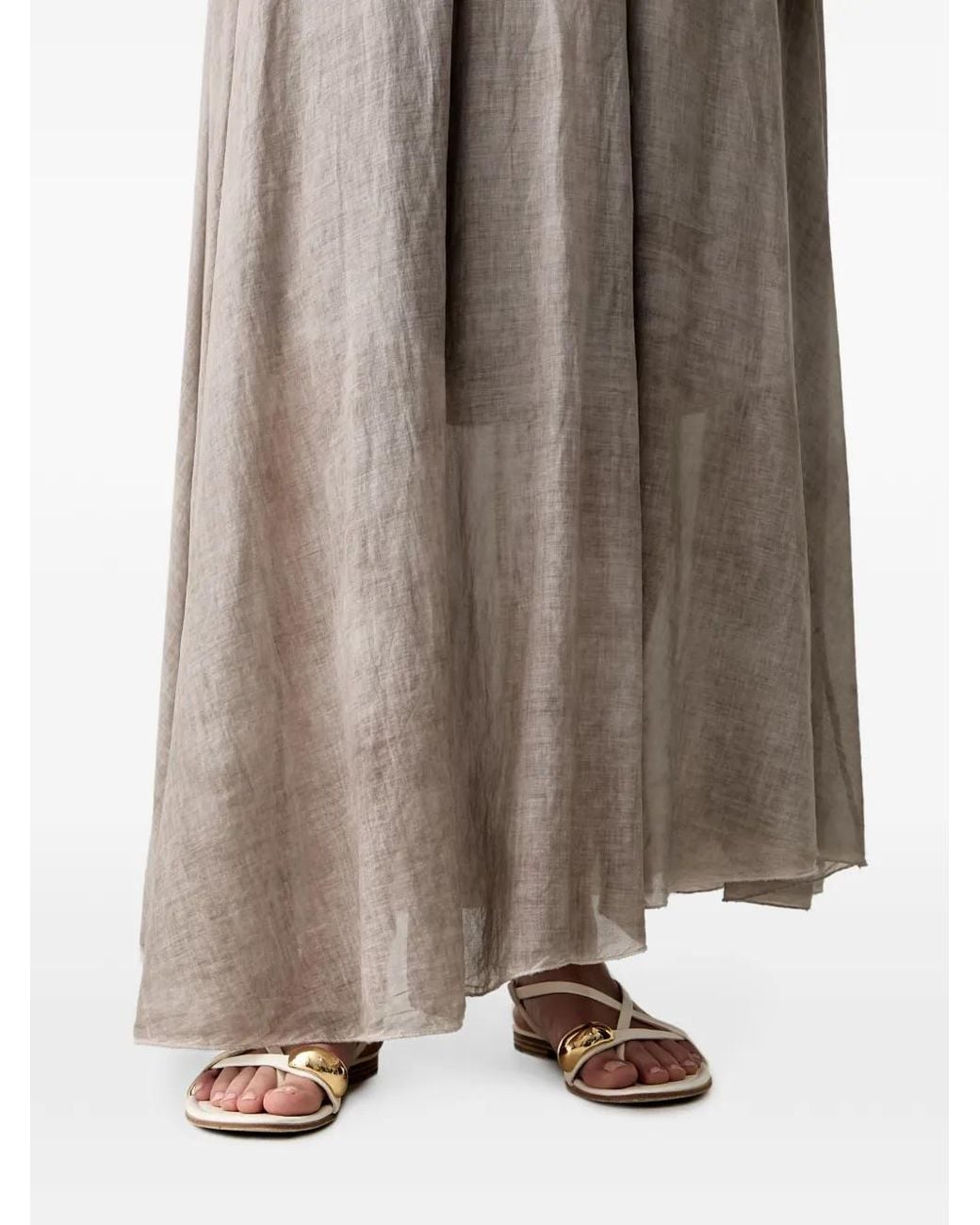 Haveone Brown Belted Elasticated-Waist Maxi Skirt