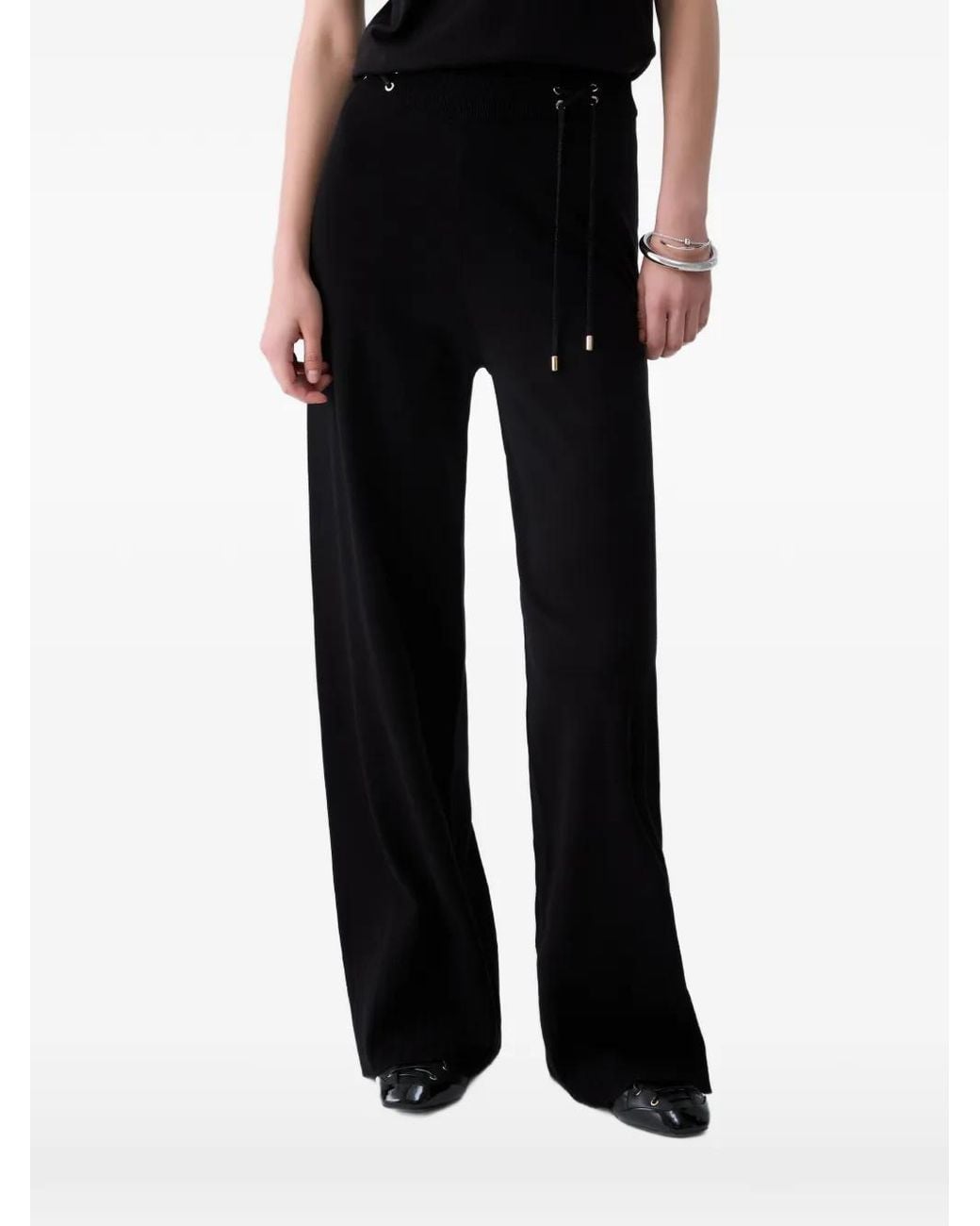 Liu Jo Black Knit Trousers With Drawstrings