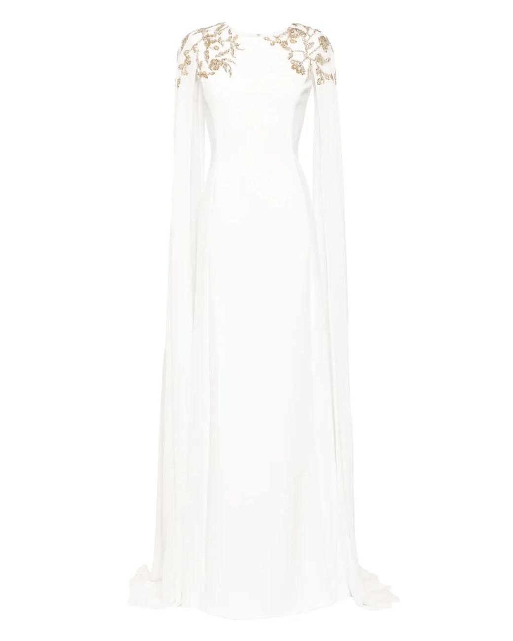 Saiid Kobeisy White Embellished-Crepe Kaftan Dress