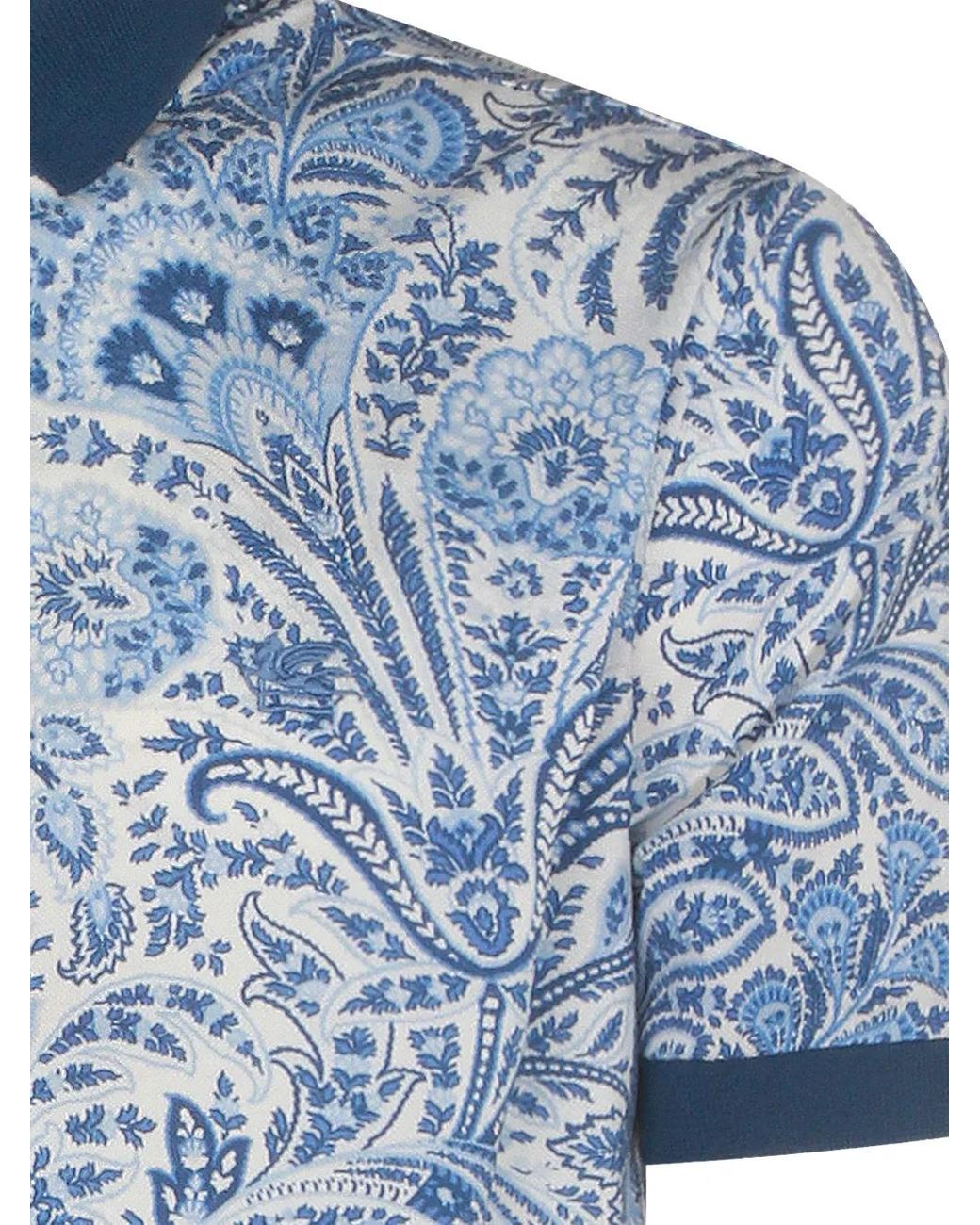 Etro Blue Paisley-Print Polo Shirt for men