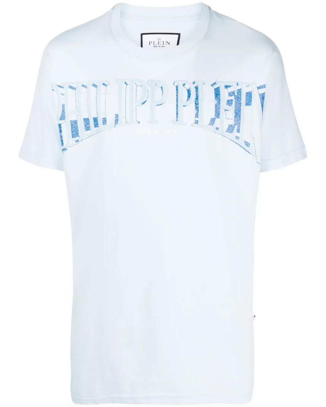 Philipp Plein Blue Logo-Print Cotton T-Shirt for men