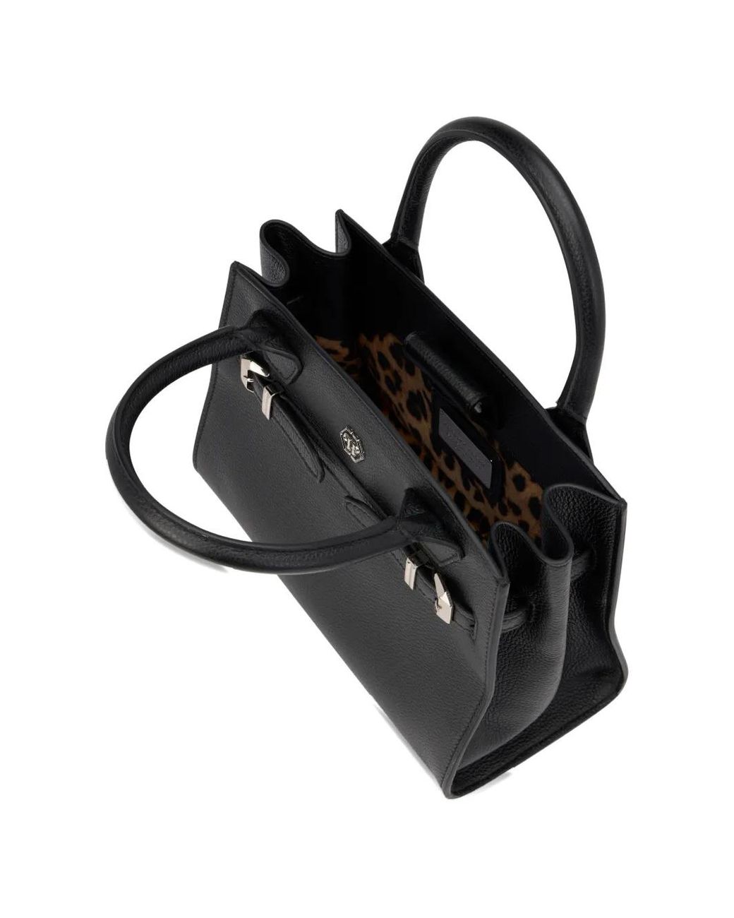 Philipp Plein Black Small Dynasty Leather Tote Bag