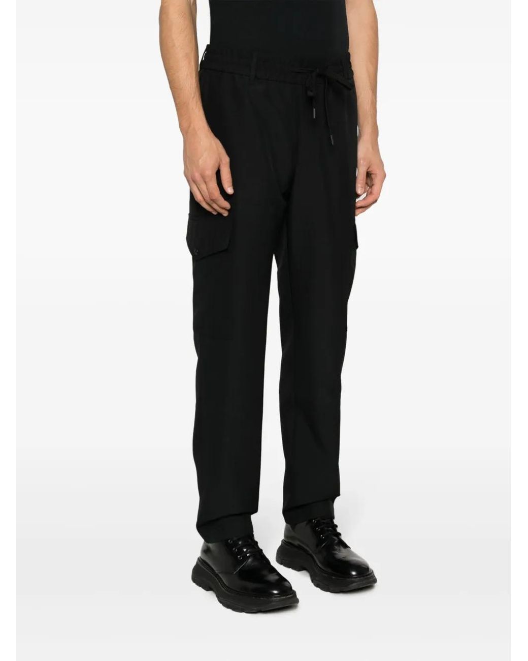 Versace Jeans Couture Black Logo-Patch Cargo Trousers for men