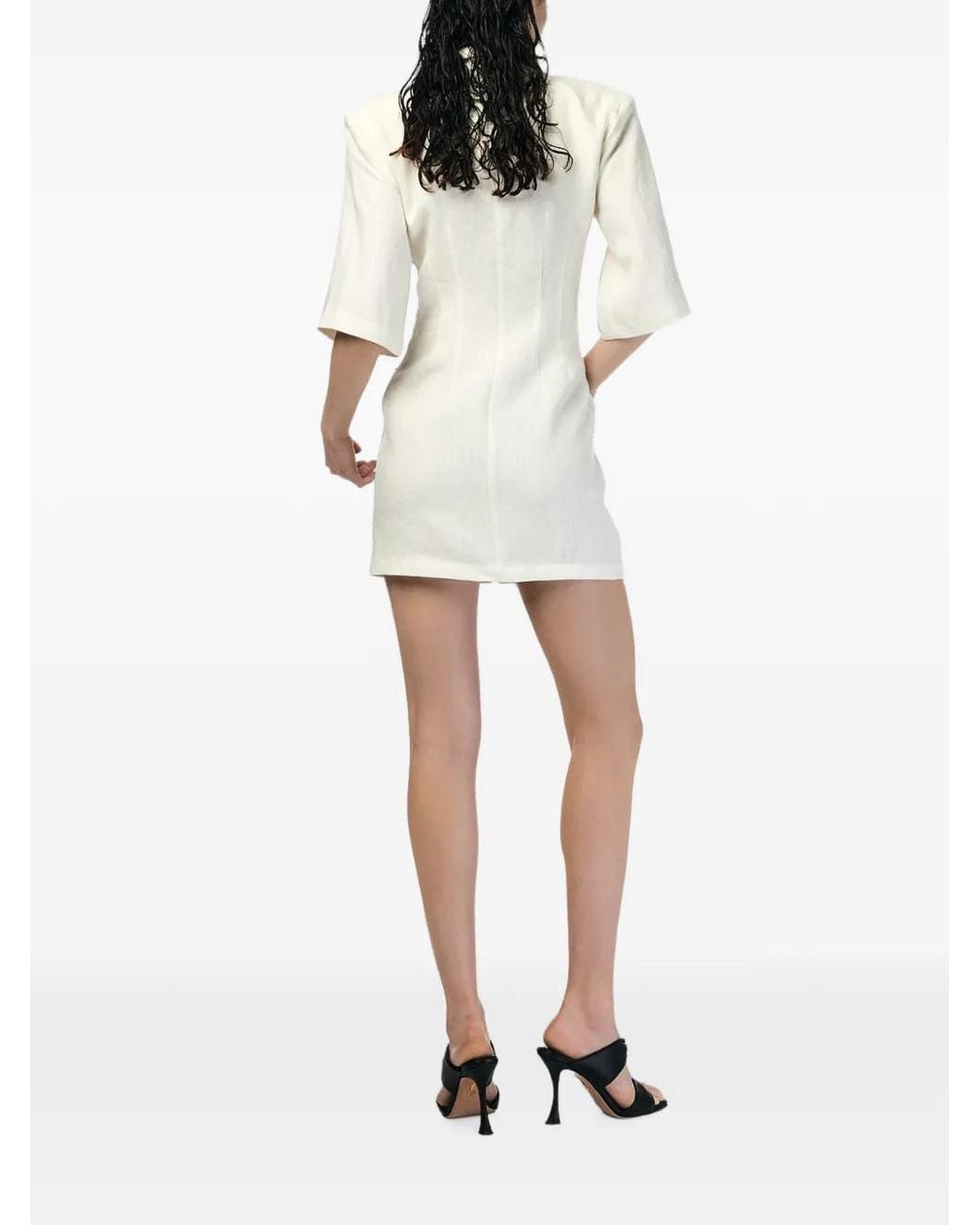 ANDRA ANDREESCU White Button-Front Linen Mini Dress