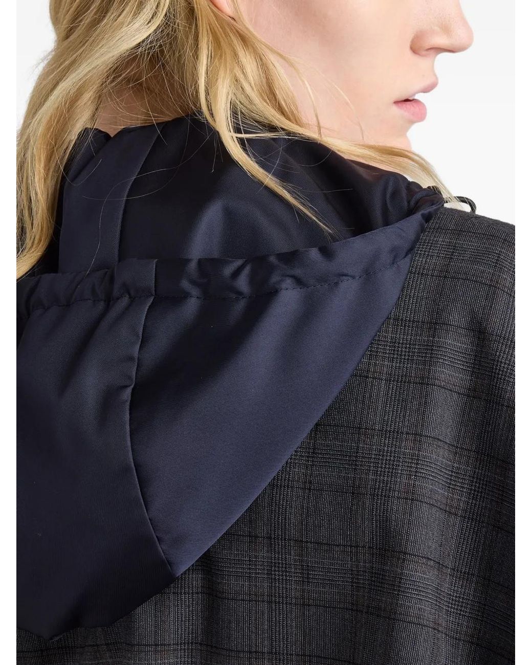 Prada Black Prince Of Wales Checked Wool Jacket