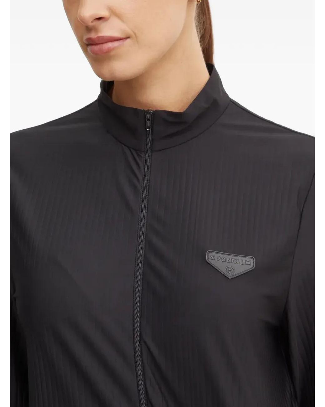 Sportalm Black Ribbed-Knit Zip-Up Sweater
