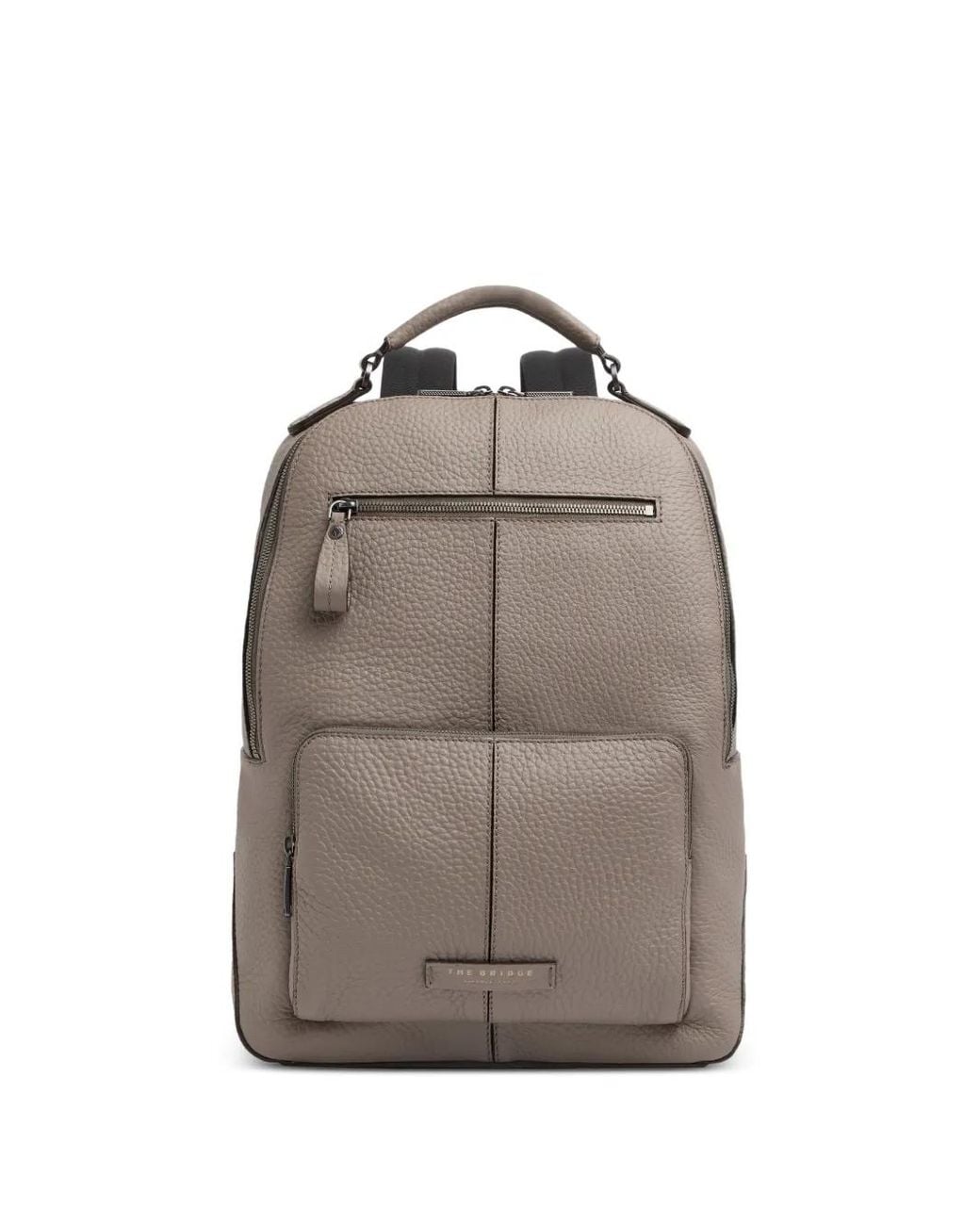 The Bridge Brown Grained Leather Backpack for men