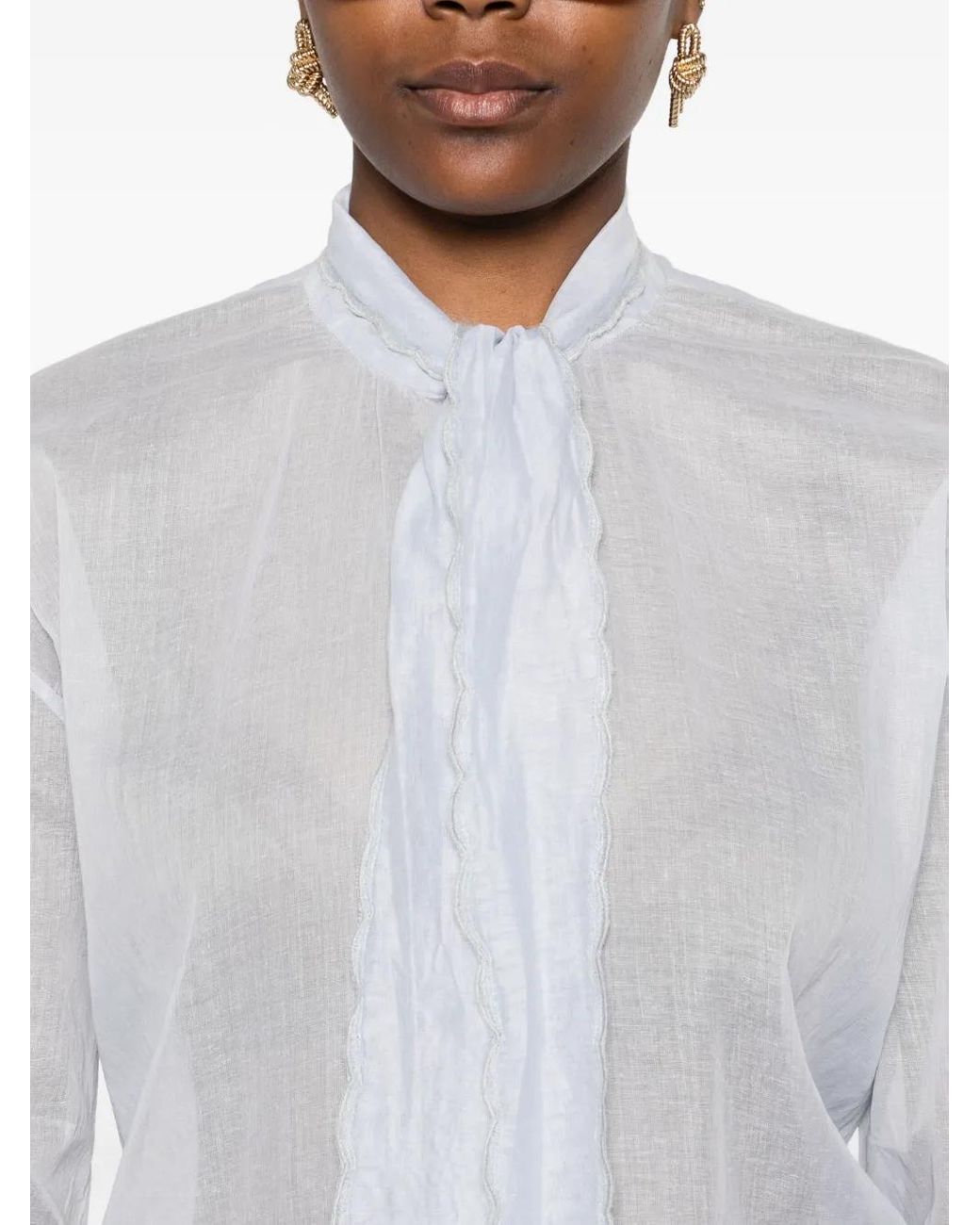 Forte_forte White Bow-Collar Cotton Shirt