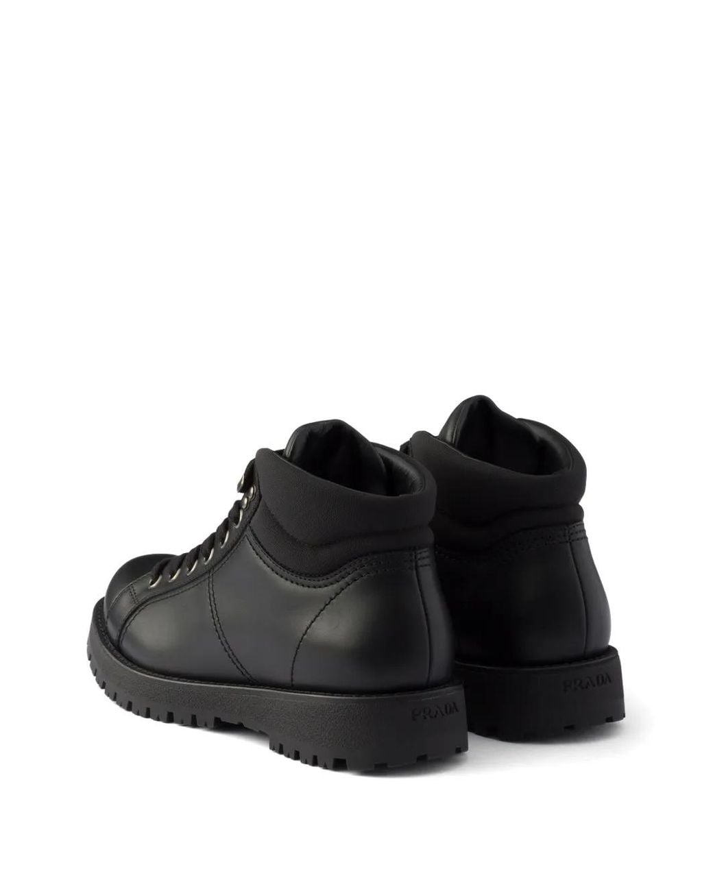 Stivali Stringati di Prada in Black da Uomo