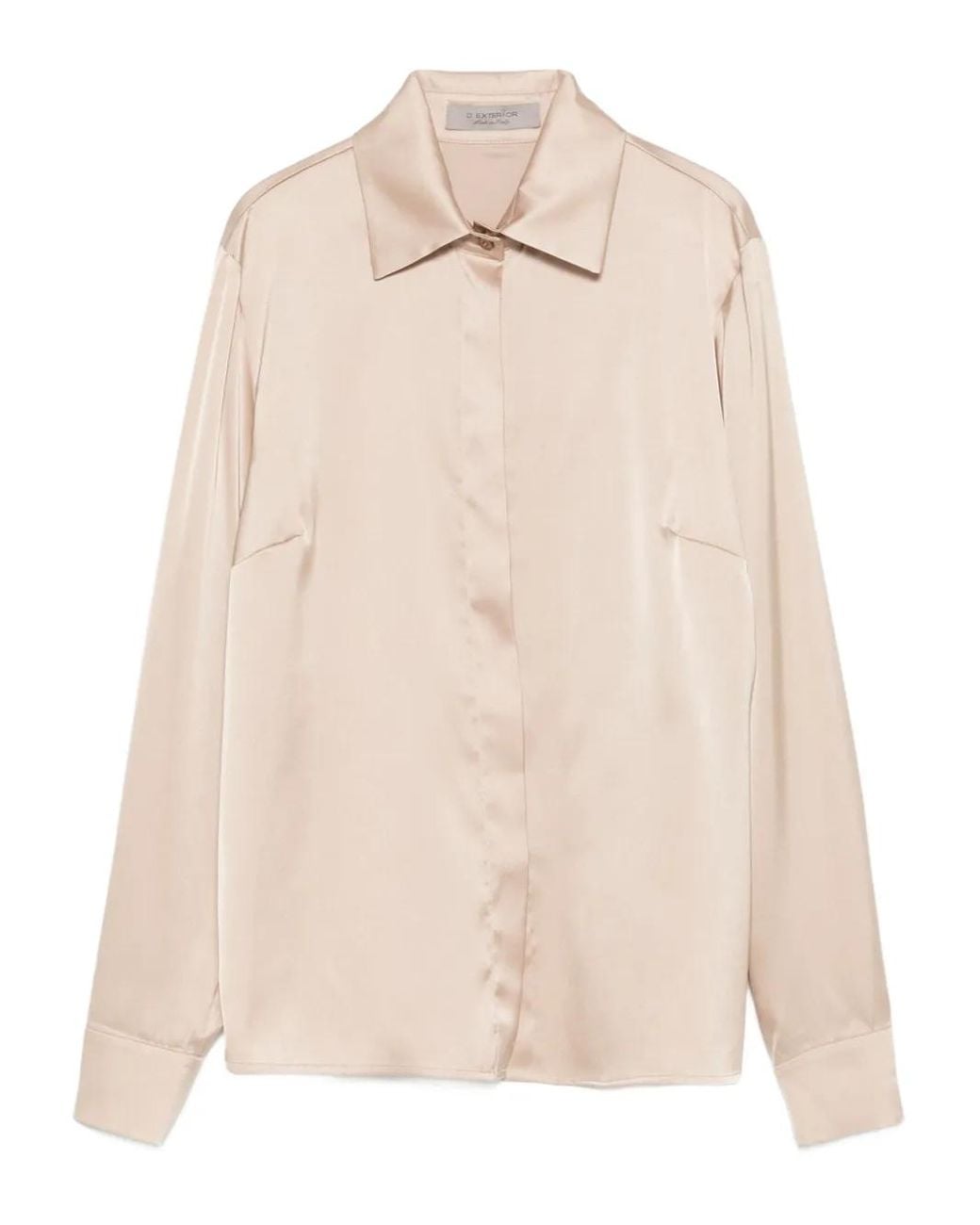 D.exterior Natural Classic-Collar Satin Shirt