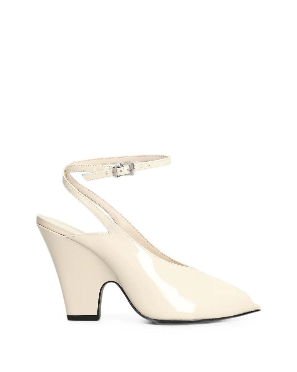 SCHUTZ SHOES White Patent Leather Open-Toe Pumps