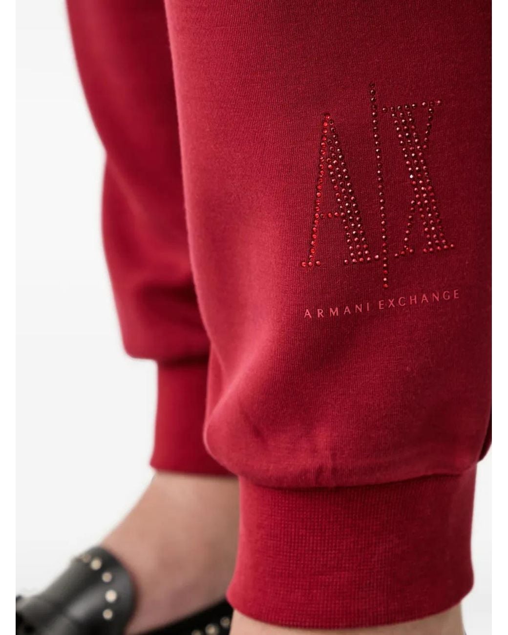 ARMANI EXCHANGE Red Logo-Embellished Drawstring Track Pants