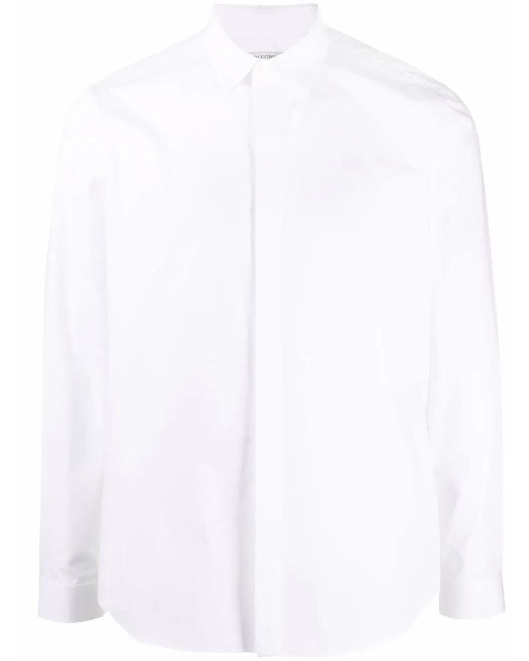 Valentino Garavani White Concealed Front Button Placket Shirt for men