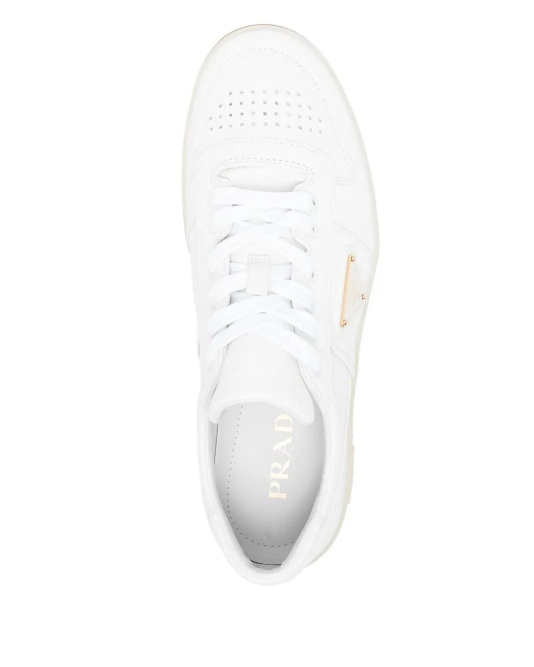Prada White Downtown Leather Sneakers for men