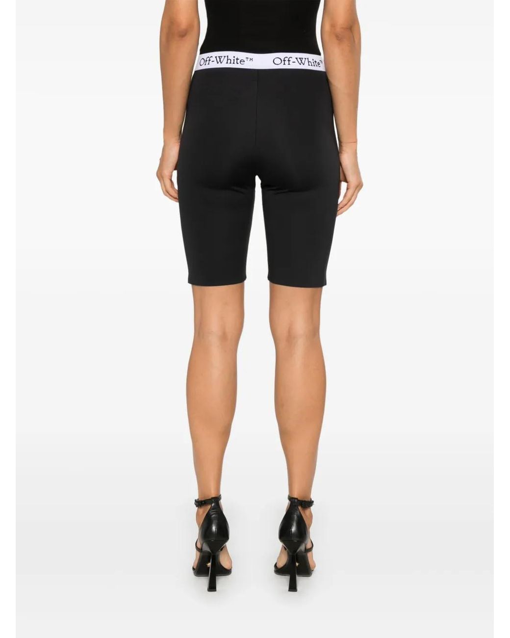 Off-White c/o Virgil Abloh Black Logo-Waistband Zipped Shorts