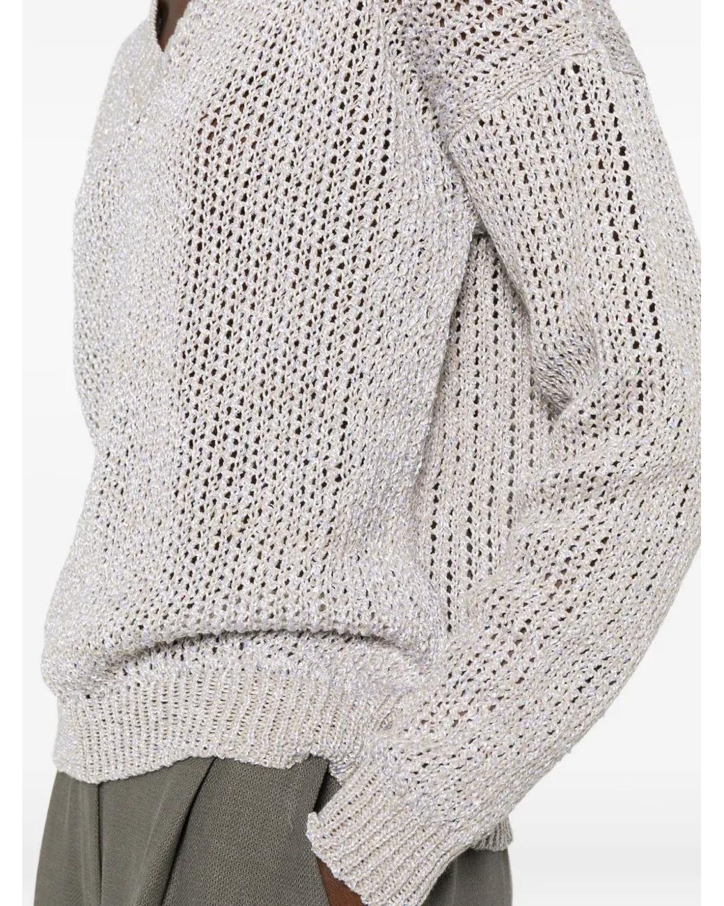Neera White V-Neck Sweater