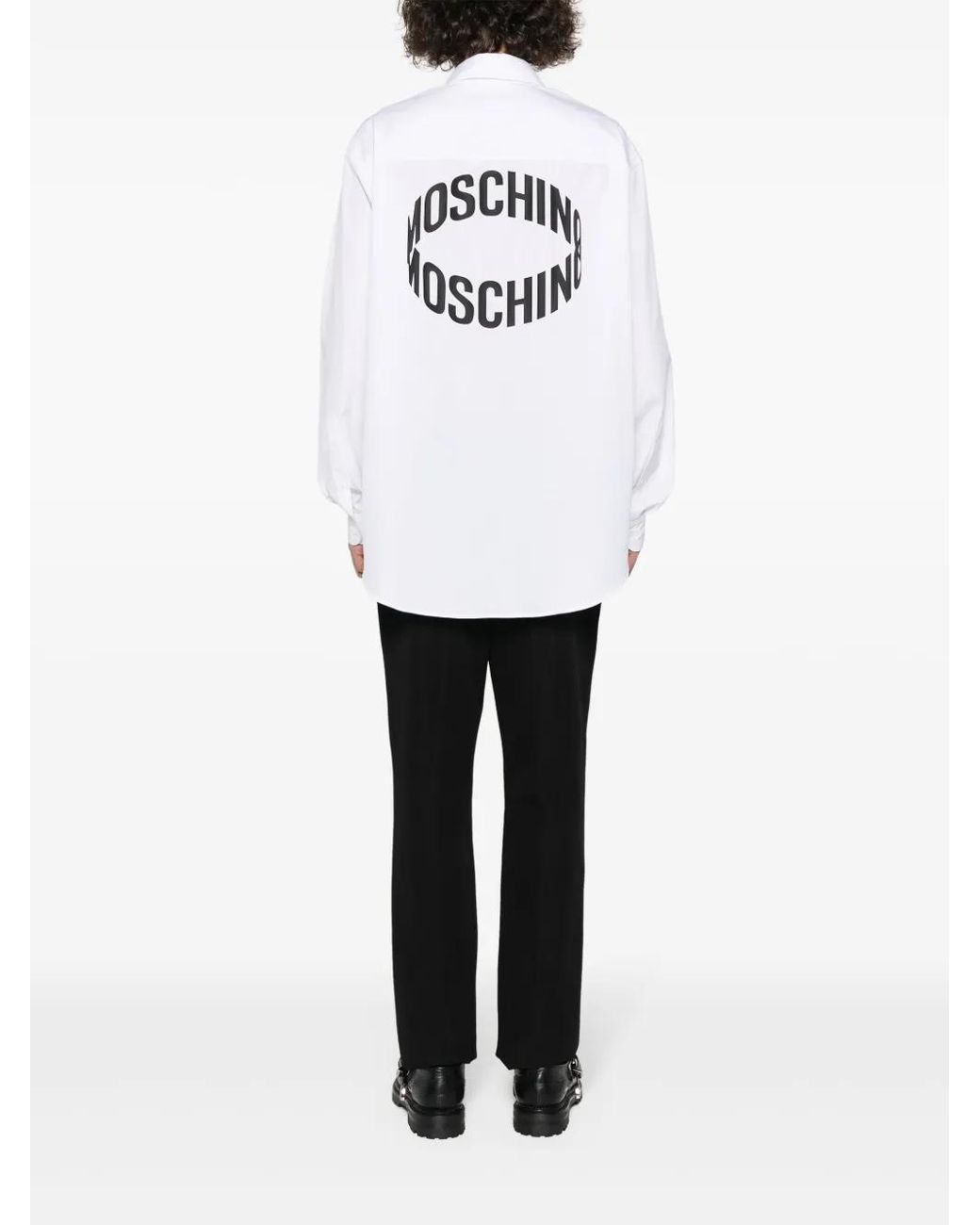 Moschino White Logo-Print Cotton Shirt for men