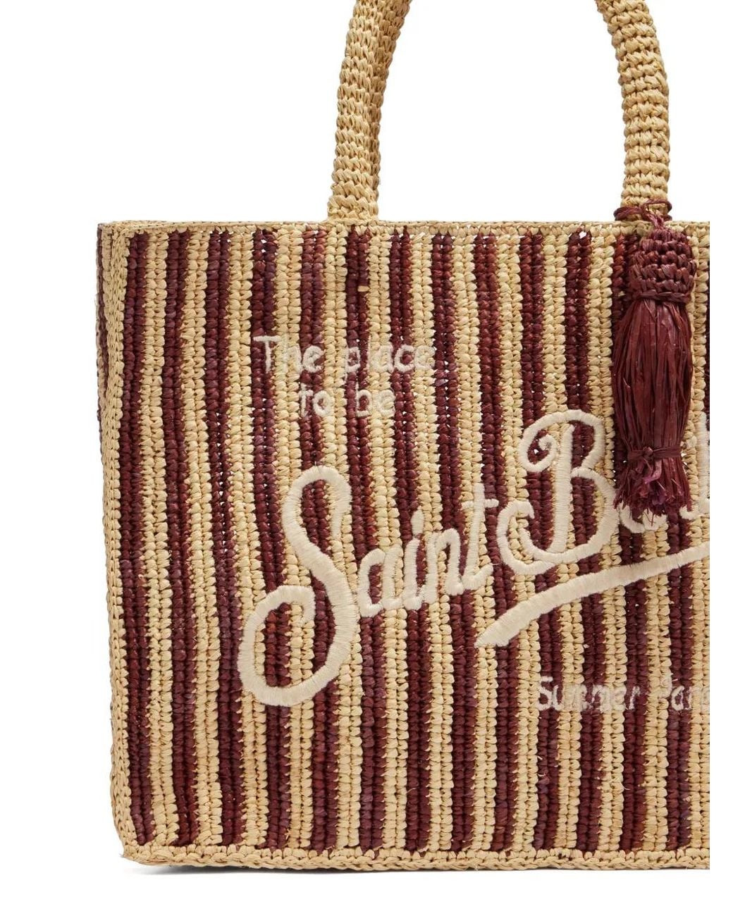 Mc2 Saint Barth Brown Colette Striped Raffia Tote Bag