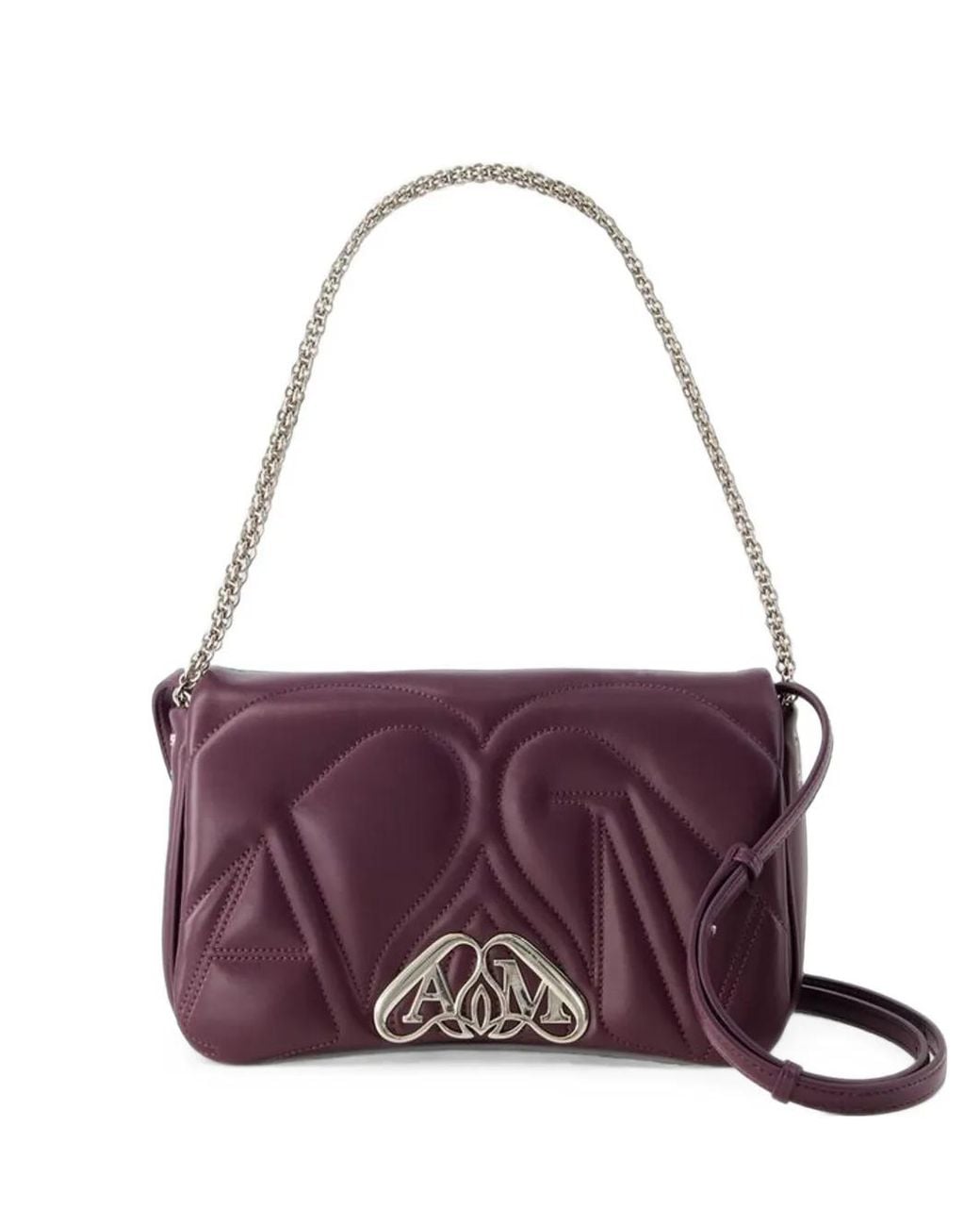 McQueen Purple Small Seal Quilted Leather Shoulder Bag