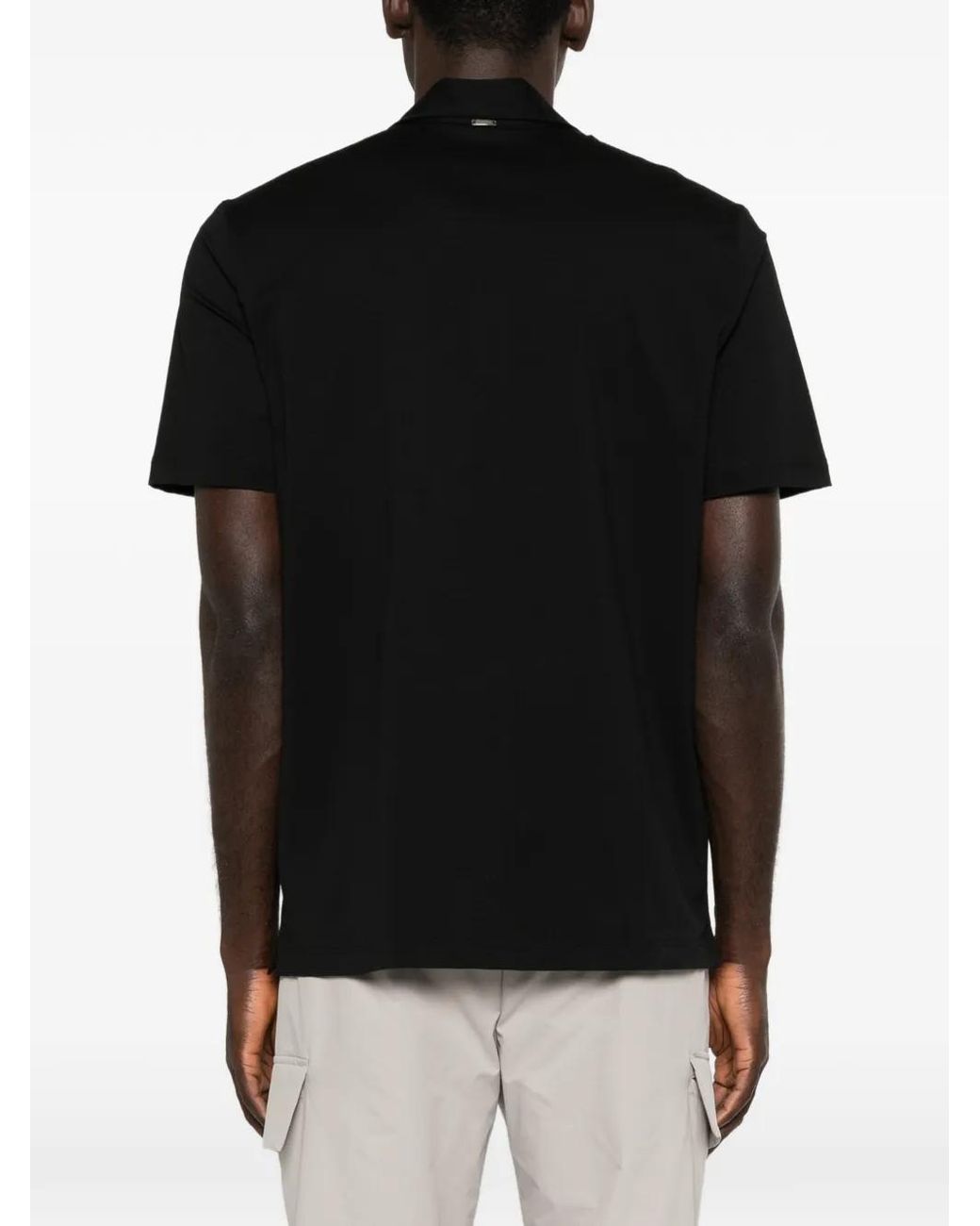 Herno Black Cotton Elastane Jersey Polo for men
