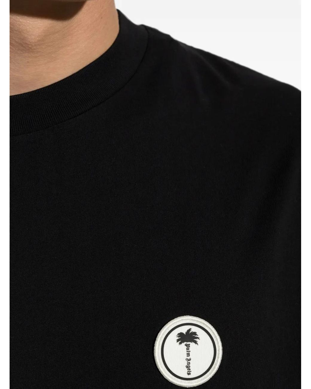Palm Angels Black Logo-Patch T-Shirt for men