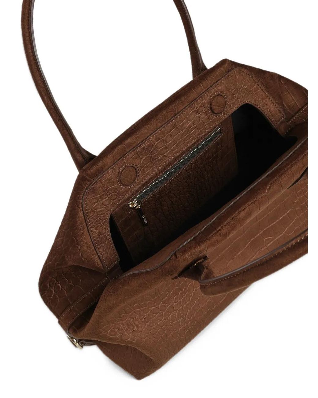 THEMOIRÈ Brown Crocodile-Effect Tote Bag