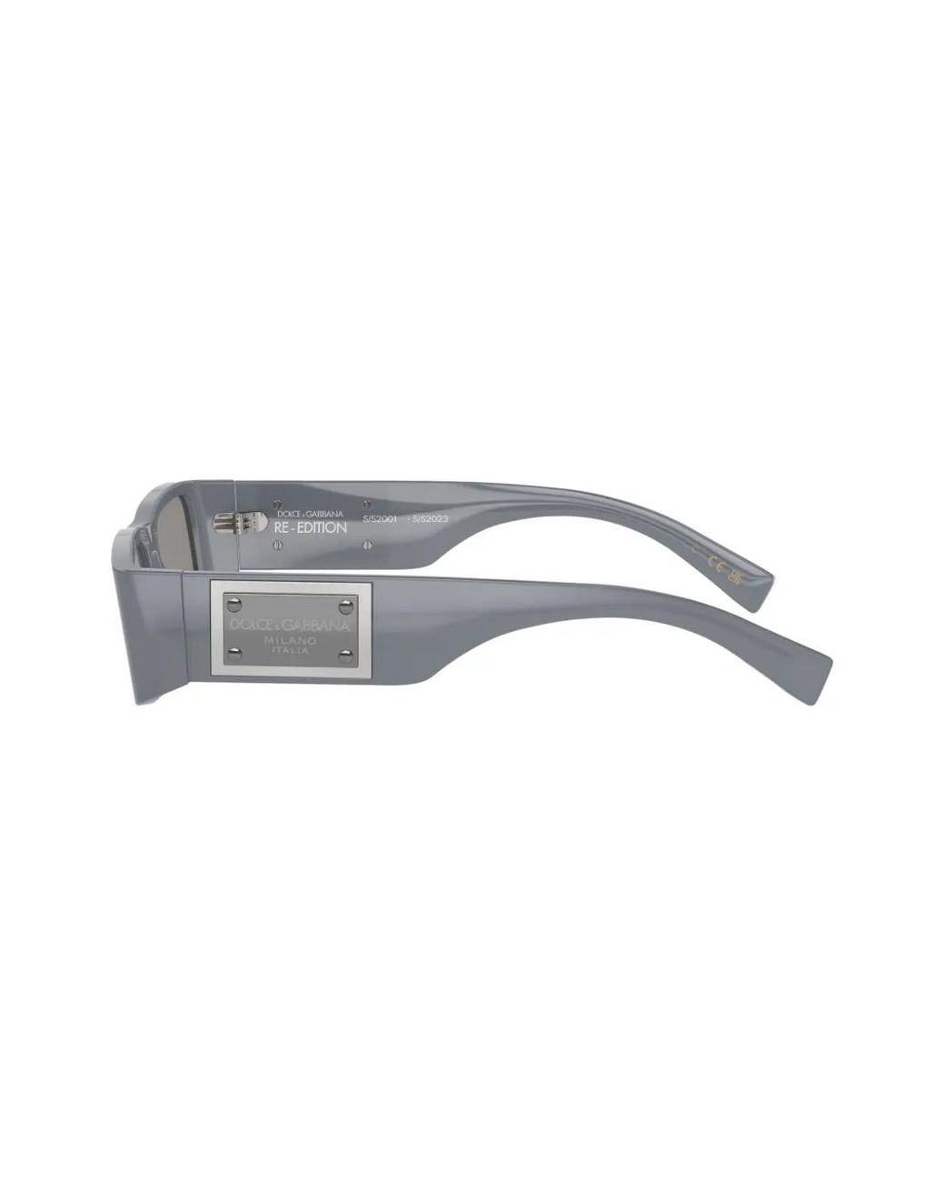 Dolce & Gabbana Gray Rectangle-Frame Logo-Plaque Sunglasses for men