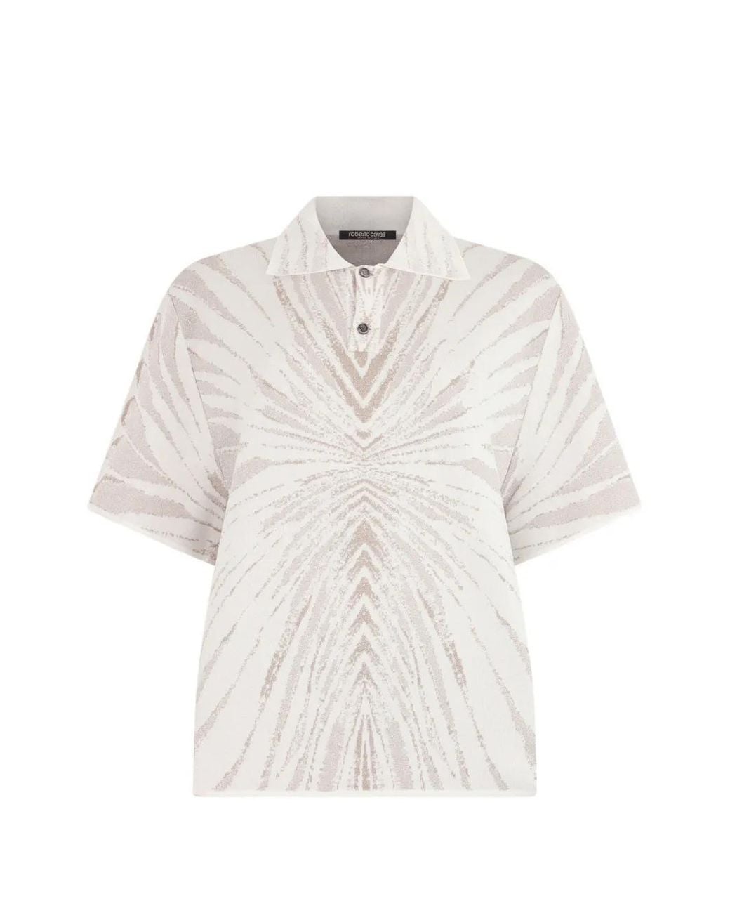 Roberto Cavalli White Ray-Print Polo Shirt for men