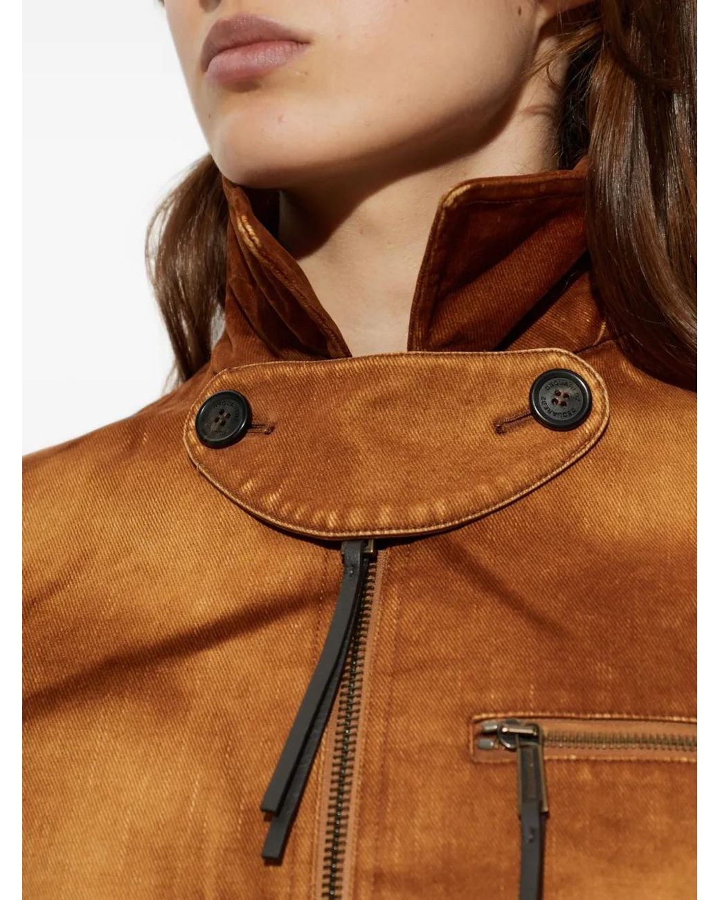 DSquared² Brown High-Neck Denim Jacket