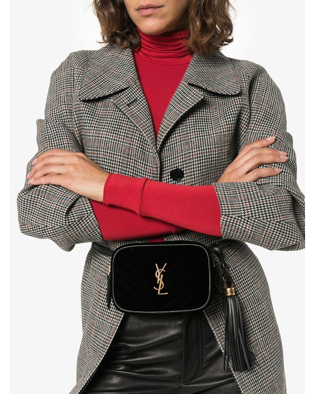Buy pre-owned Yves Saint Laurent Black Leather Monogram Lou Belt