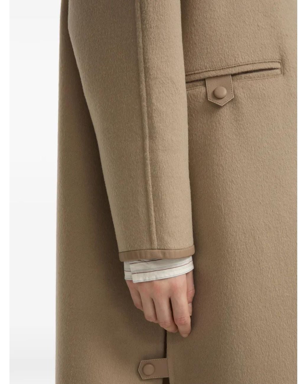 Yves Salomon Natural Double-Sided Belted Coat