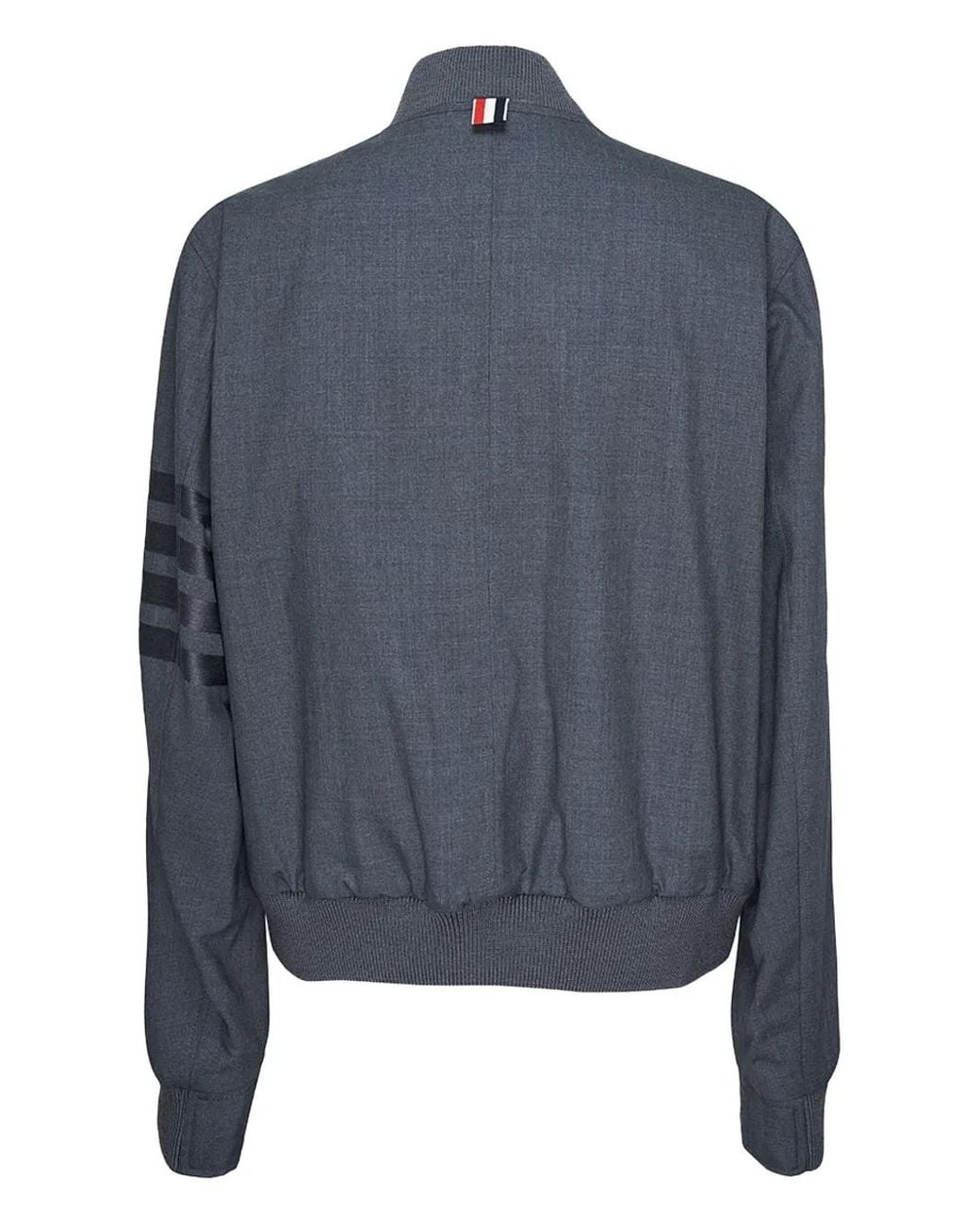 Thom Browne Gray Plain Weave 4-Bar Knit Rib Blouson Jacket for men