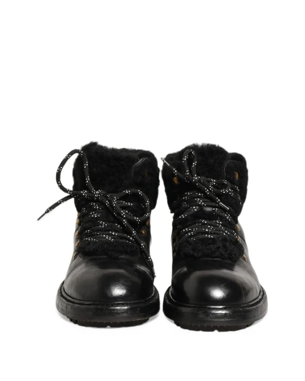 Dolce & Gabbana Black Fur-Trim Ankle Boots for men