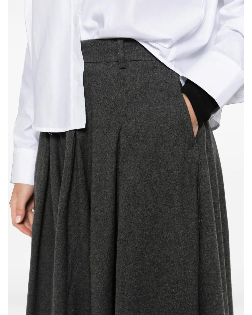 By Malene Birger Gray Jupe Trapèze Mi-Longue Eden Plissée